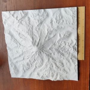 3D Mount Rainier 12"x12" detailed topographic model